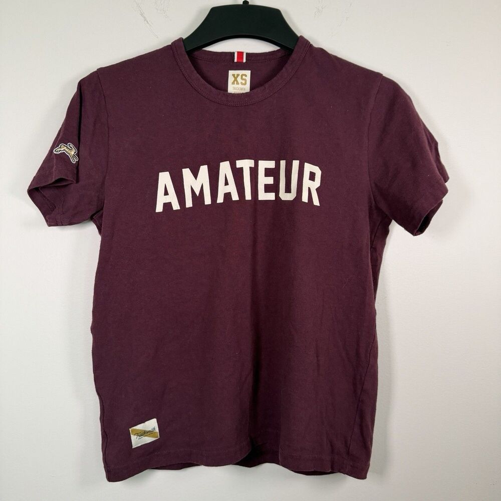 Tracksmith Amateur T Shirt Adult XS Burgundy Made In USA Varsity Cotton Preppy